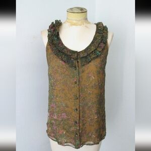 JCrew - Floral Ruffle Neck Women's Top